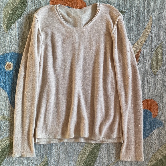 Sag Harbor I Ecru Silk Blend Pullover Two-Fer Sweater - Picture 10 of 16